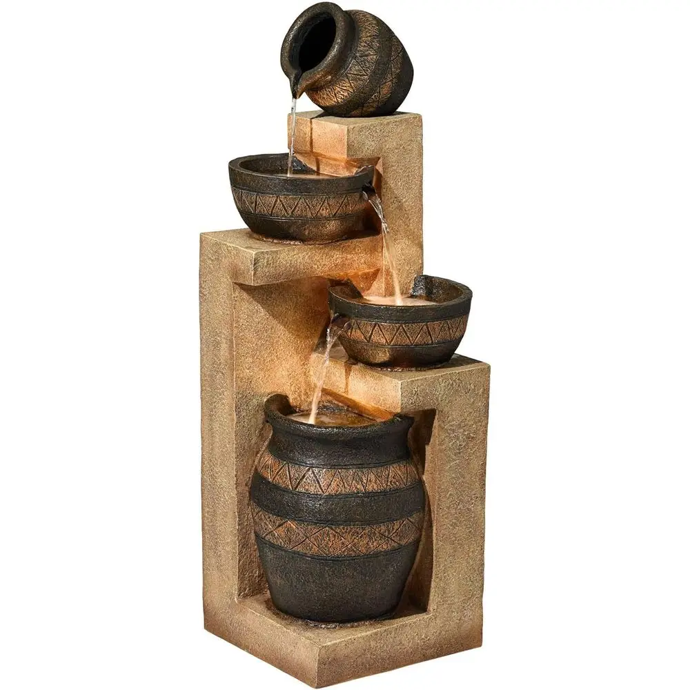 Cascading Bowl and Jug 46" High Large Rustic Indoor Outdoor Decor aux Stone loor ountain with Light LED Standing Waterall Water
Cascading Bowl and Jug 46" High Large Rustic Indoor Outdoor Decor aux Stone loor ountain with Light LED Standing Waterall Water