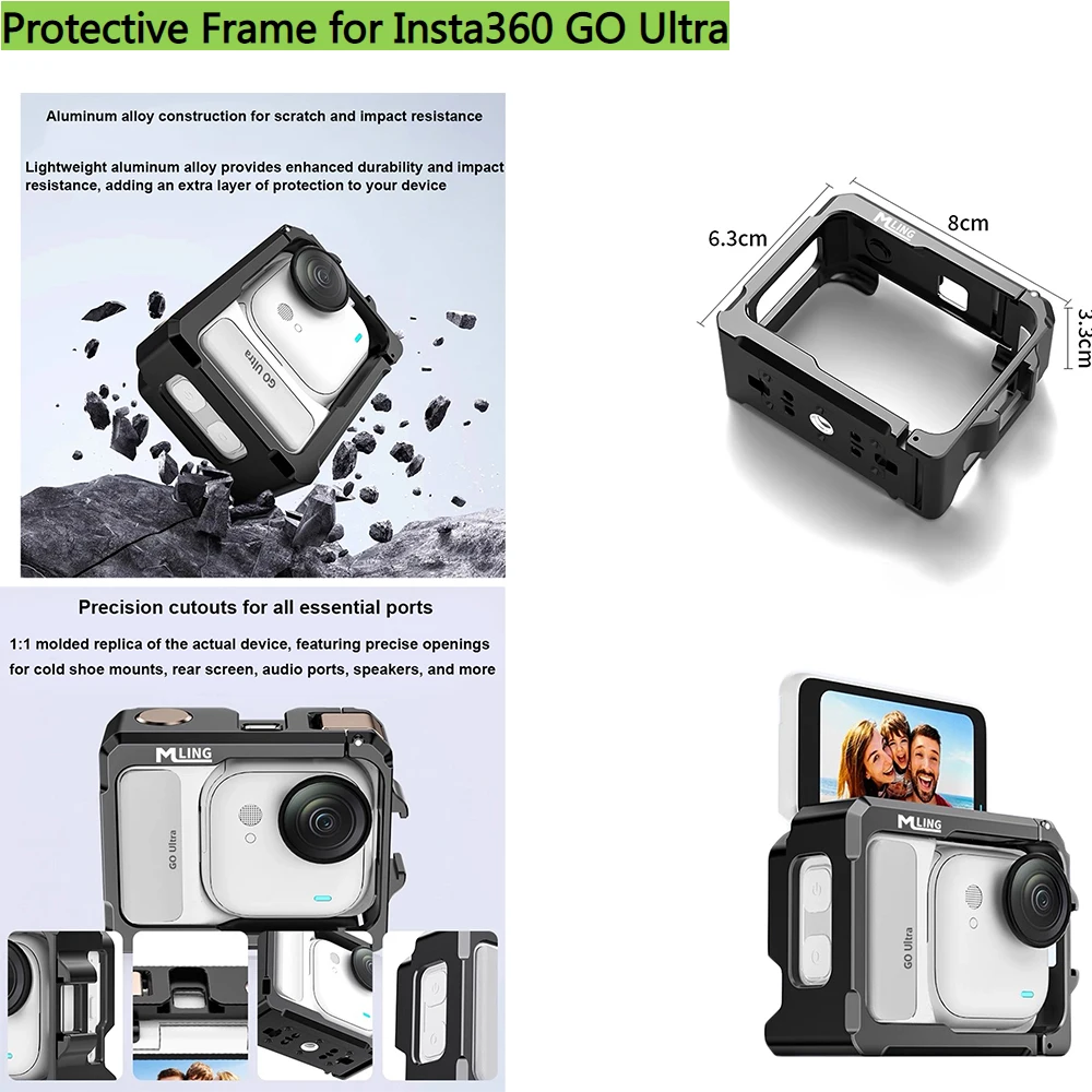 Protective Frame for Insta360 GO Ultra,Metal Cage Protection Aluminum Alloy Quick Release Stand Mount Holder Shell for GO Camera
Protective Frame for Insta360 GO Ultra,Metal Cage Protection Aluminum Alloy Quick Release Stand Mount Holder Shell for GO Camera
