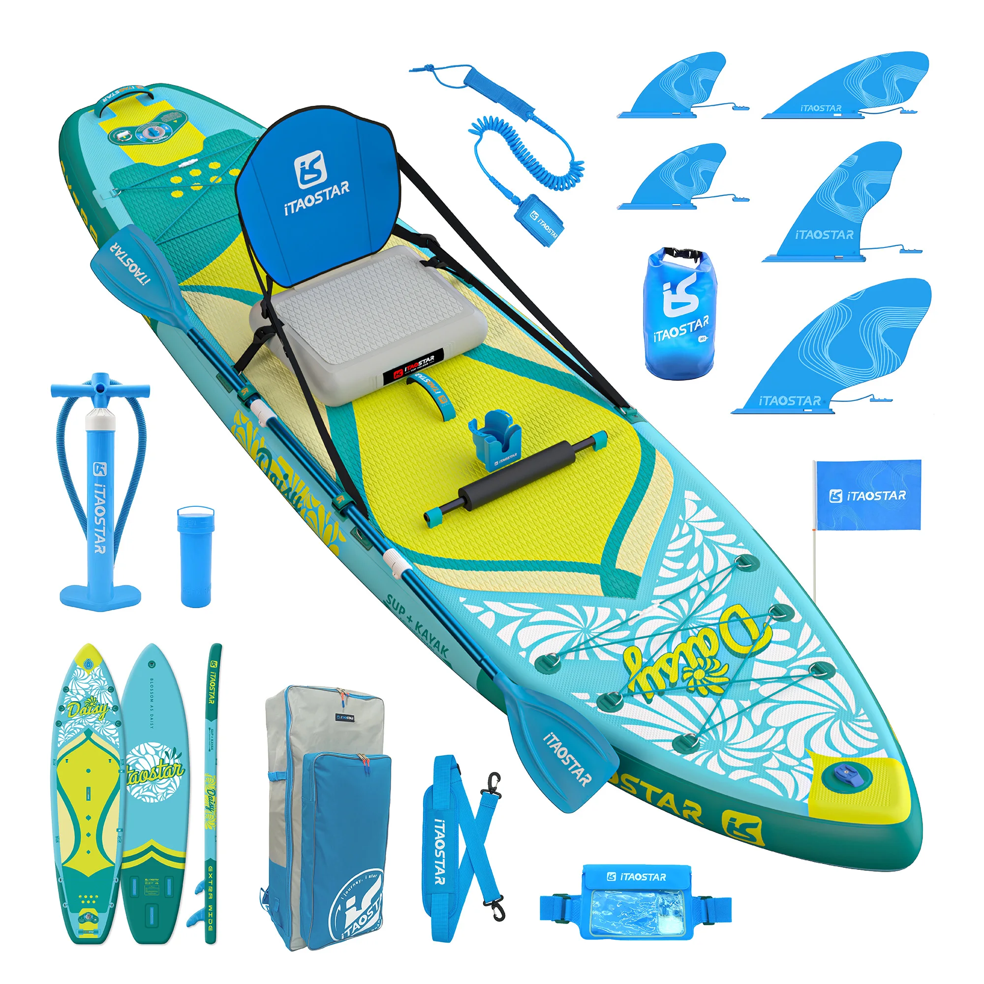 ITAOSTAR Daisy D03A 11'6"x35"x6" Extra Wide Paddle Board with Seat Premium SUP Accessories Inflatable Stand up Paddle Board
ITAOSTAR Daisy D03A 11'6"x35"x6" Extra Wide Paddle Board with Seat Premium SUP Accessories Inflatable Stand up Paddle Board