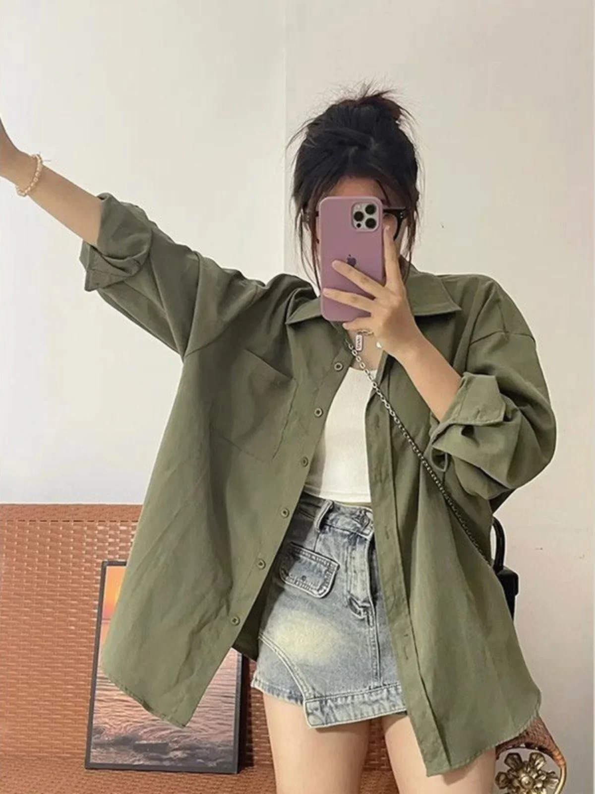 Spring Early Green Long Sleeve Women's Shirt Inner Wear Sun Protection Small Size Top French Style Loose Fit Casual Shirt
Spring Early Green Long Sleeve Women's Shirt Inner Wear Sun Protection Small Size Top French Style Loose Fit Casual Shirt