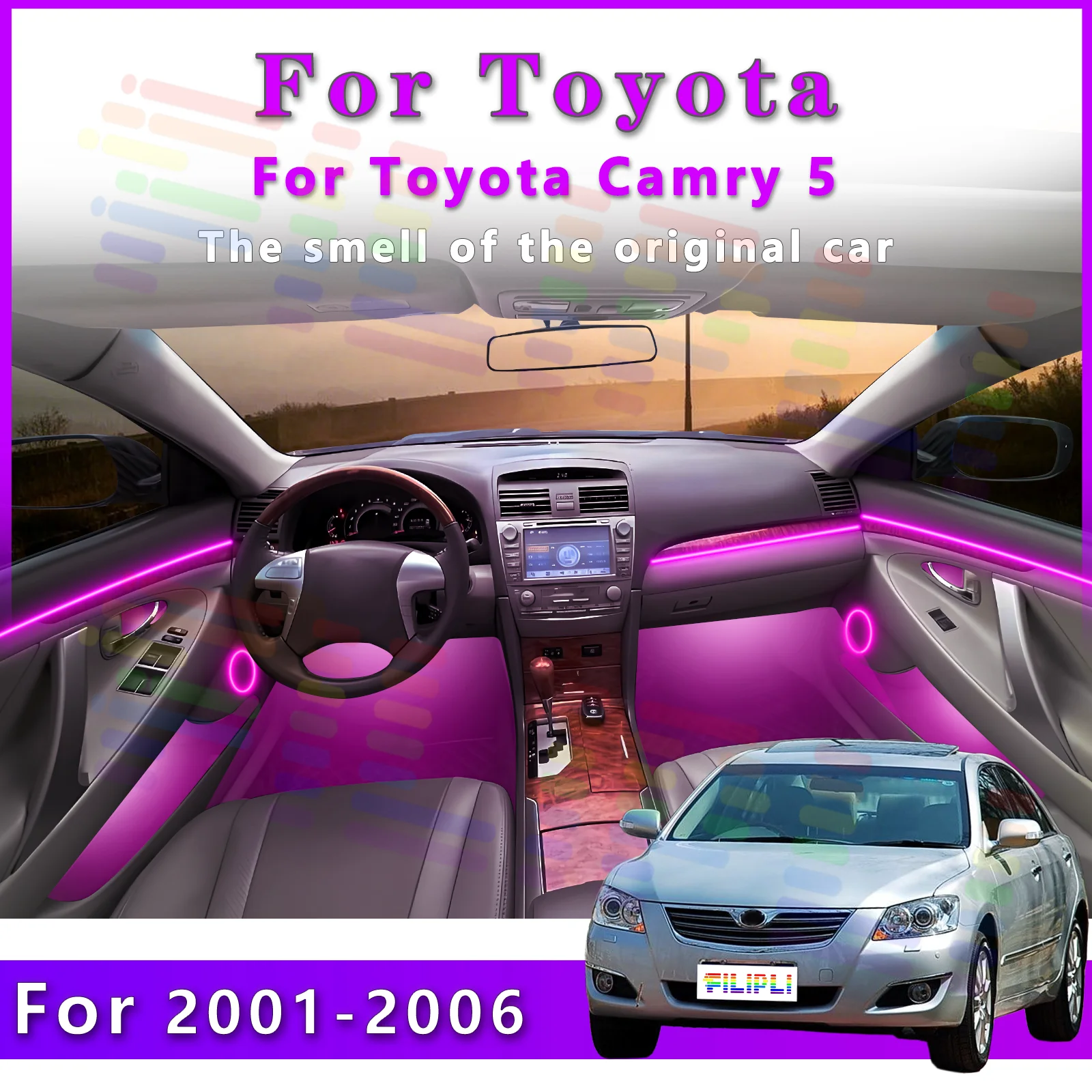 FILIPLI For Toyota Camry 5 2001-2006 Interior LED Strip with 64Colors and Multiple Lighting Effects for a Comfortable Interior
FILIPLI For Toyota Camry 5 2001-2006 Interior LED Strip with 64Colors and Multiple Lighting Effects for a Comfortable Interior