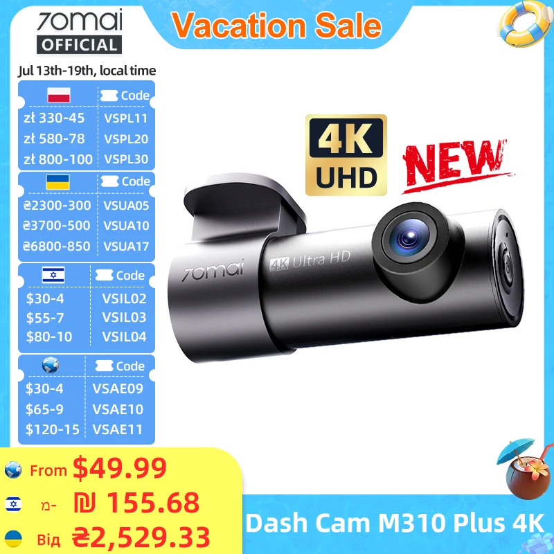 【New】70mai Dash Cam M310 Plus 4K 2160P WDR 360° Rotatable Lens Super Night Vision 24H Parking Survr70mai M310 Plus 4K
【New】70mai Dash Cam M310 Plus 4K 2160P WDR 360° Rotatable Lens Super Night Vision 24H Parking Survr70mai M310 Plus 4K