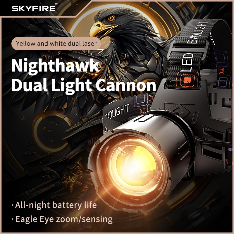 SKYFIRE multi-functional headlamp, adjustable to 90 degrees with three lighting modes, hand-wave sensor switching mode, range of 800 meters. Two lighting modes. Lightweight design suitable for outdoor sports, cycling, and farm patrol.
SKYFIRE multi-functional headlamp, adjustable to 90 degrees with three lighting modes, hand-wave sensor switching mode, range of 800 meters. Two lighting modes. Lightweight design suitable for outdoor sports, cycling, and farm patrol.