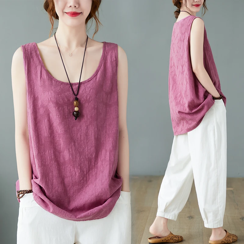 Ladies Summer Sleeveless Embroidered Cotton Linen Vest Top plus Size Casual Comfortable Breathable Outerwear Inner Match
Ladies Summer Sleeveless Embroidered Cotton Linen Vest Top plus Size Casual Comfortable Breathable Outerwear Inner Match