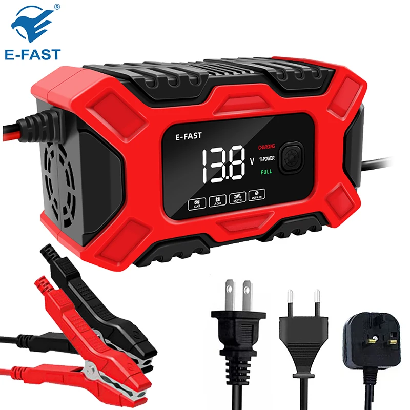 E-FAST 12V 6A Intelligent Car Motorcycle Battery Charger Lead Acid Battery Pulse Charger Maintainer Smart Digital LCD Display
E-FAST 12V 6A Intelligent Car Motorcycle Battery Charger Lead Acid Battery Pulse Charger Maintainer Smart Digital LCD Display