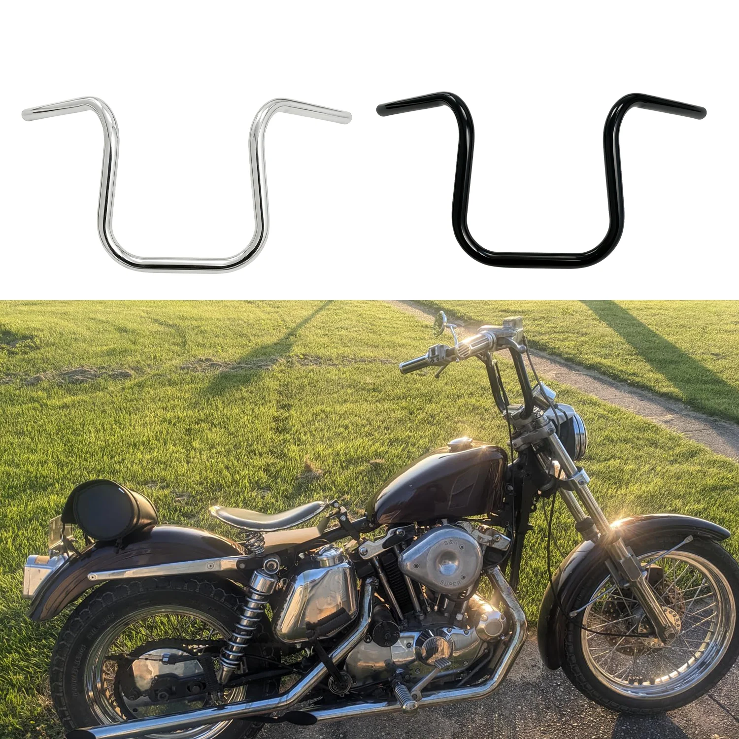 8/10/12/14" Rise 1" Round Ape Hanger Handlebar Universal for Harley & Metric Cruisers &no pre-drilled holes
8/10/12/14" Rise 1" Round Ape Hanger Handlebar Universal for Harley & Metric Cruisers &no pre-drilled holes