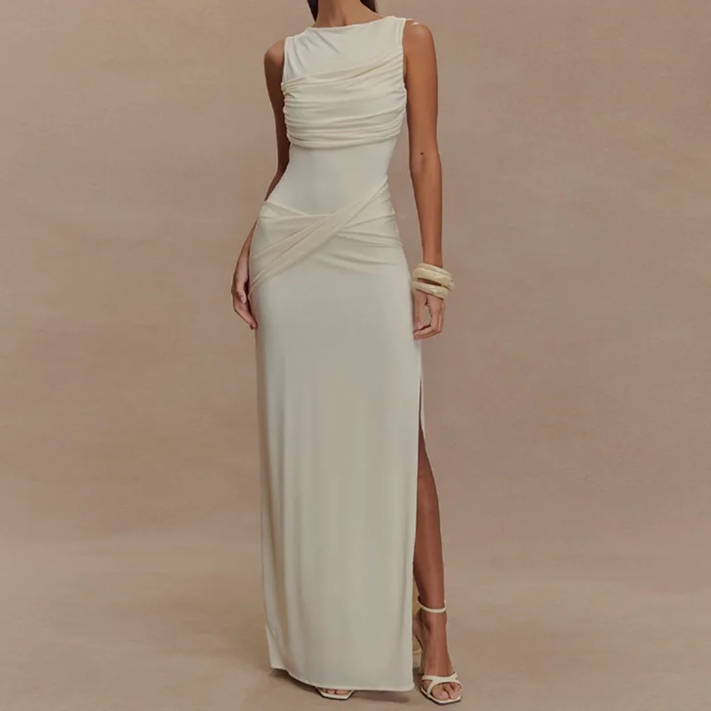 Chaxiaoa Backless Ruched Sexy Maxi Dress for Women Gown O Neck Sleeveless Thigh High Split Bodycon Elegant Long Dress Vestido
Chaxiaoa Backless Ruched Sexy Maxi Dress for Women Gown O Neck Sleeveless Thigh High Split Bodycon Elegant Long Dress Vestido