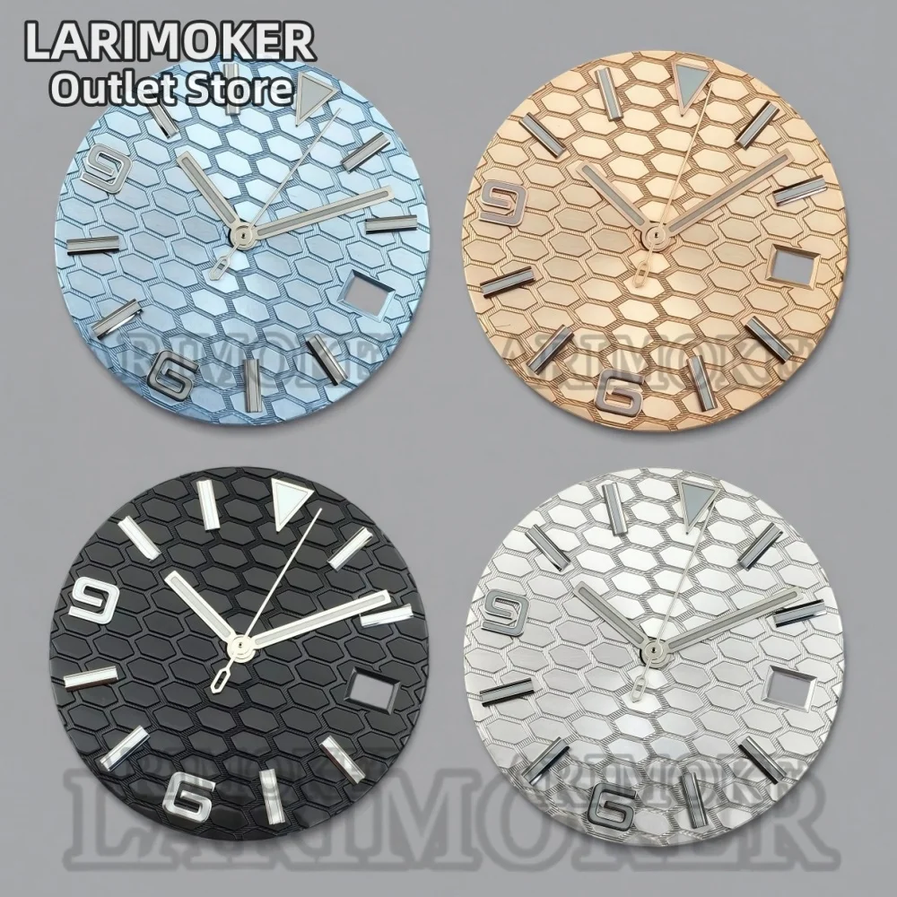 LARIMOKER blue white black watch dial with horizontal blue green luminous calendar dial with NH35 movement watch hands
LARIMOKER blue white black watch dial with horizontal blue green luminous calendar dial with NH35 movement watch hands