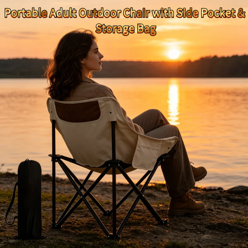 Portable Adult Outdoor Chair with Side Pocket & Storage Bag, Suitable for Camping, Beach, Picnic, Fishing and Hiking
Portable Adult Outdoor Chair with Side Pocket & Storage Bag, Suitable for Camping, Beach, Picnic, Fishing and Hiking