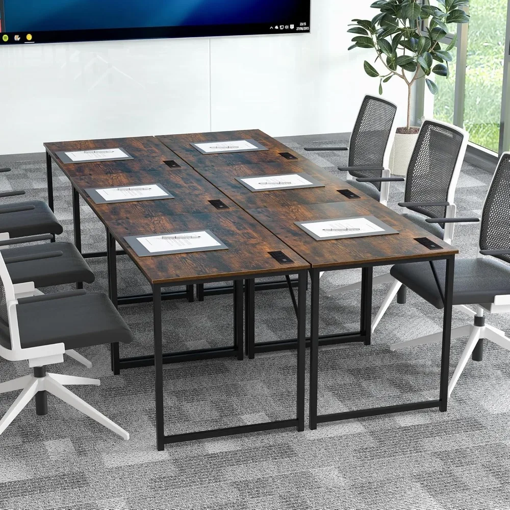 "16-Foot Conference Table with Integrated Charging Ports, Set of 6 32x24 Inch Rectangular Desks for Meetings with Storage Featur
"16-Foot Conference Table with Integrated Charging Ports, Set of 6 32x24 Inch Rectangular Desks for Meetings with Storage Featur
