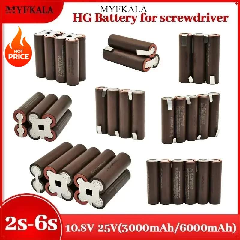 HG2 High Capacity 3000mAh 6000mAh 18650 Li-ion Battery for Screwdriver Welding Tools 20Amps 3S-8S Voltage Range 7.4V-29.6V
HG2 High Capacity 3000mAh 6000mAh 18650 Li-ion Battery for Screwdriver Welding Tools 20Amps 3S-8S Voltage Range 7.4V-29.6V