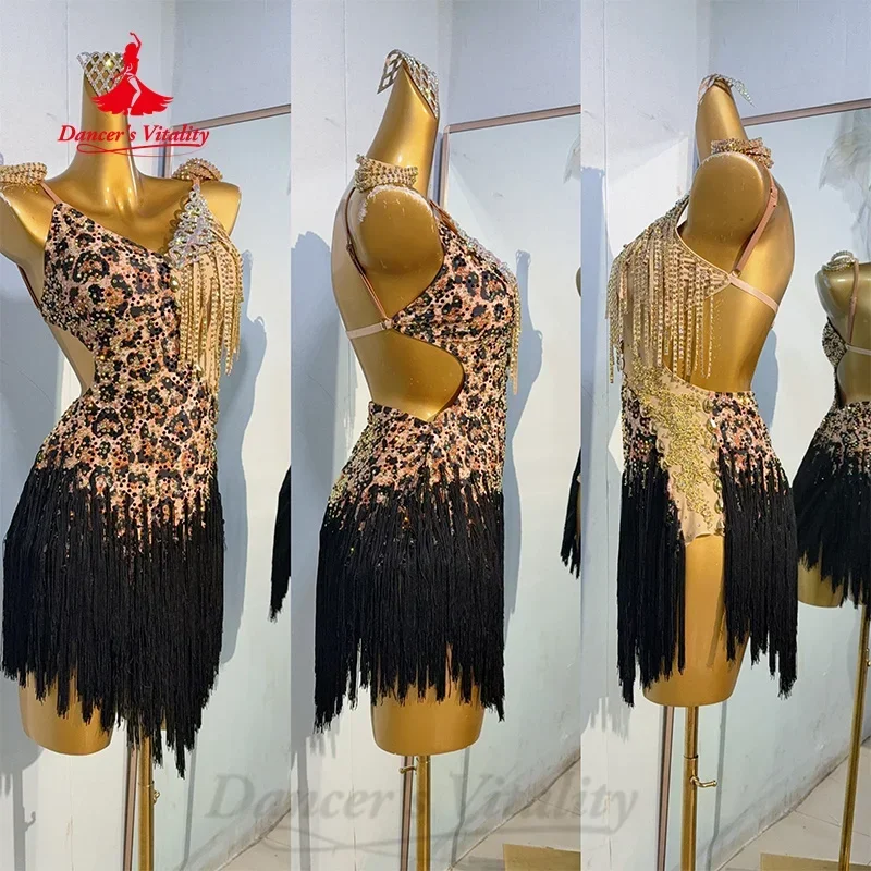 Latin Dance Fringe Dresses Customized Sexy Leopard Print Tassels Dress Adult and Child Tango Professional Performance Costumes
Latin Dance Fringe Dresses Customized Sexy Leopard Print Tassels Dress Adult and Child Tango Professional Performance Costumes