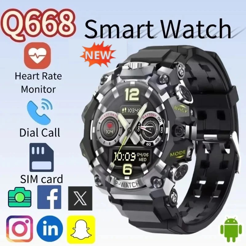 New Q668 5G Full Netcom Smartwatch 1.5 Inch AMOLED HD Screen Insert 4G 5G SIM Card GPS WiFi IP68 Waterproof for Swimming Fitness
New Q668 5G Full Netcom Smartwatch 1.5 Inch AMOLED HD Screen Insert 4G 5G SIM Card GPS WiFi IP68 Waterproof for Swimming Fitness