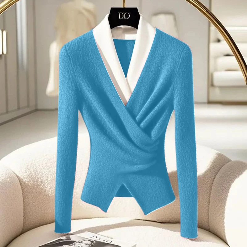 Ele Red Color Blo Long Sve V-Ne Base Layer Top Fake Two-Piece Sweater Autumn Winter Women's Faion Unique Beautiful
Ele Red Color Blo Long Sve V-Ne Base Layer Top Fake Two-Piece Sweater Autumn Winter Women's Faion Unique Beautiful