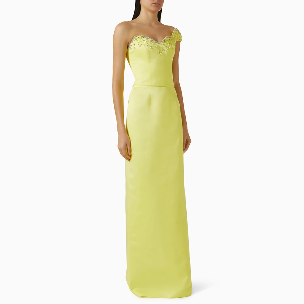 Modern Customized Women's Evening Dress Sheath Formal Party Gown Floor Length Prom Dress One Shoulder Saudi Dress
Modern Customized Women's Evening Dress Sheath Formal Party Gown Floor Length Prom Dress One Shoulder Saudi Dress