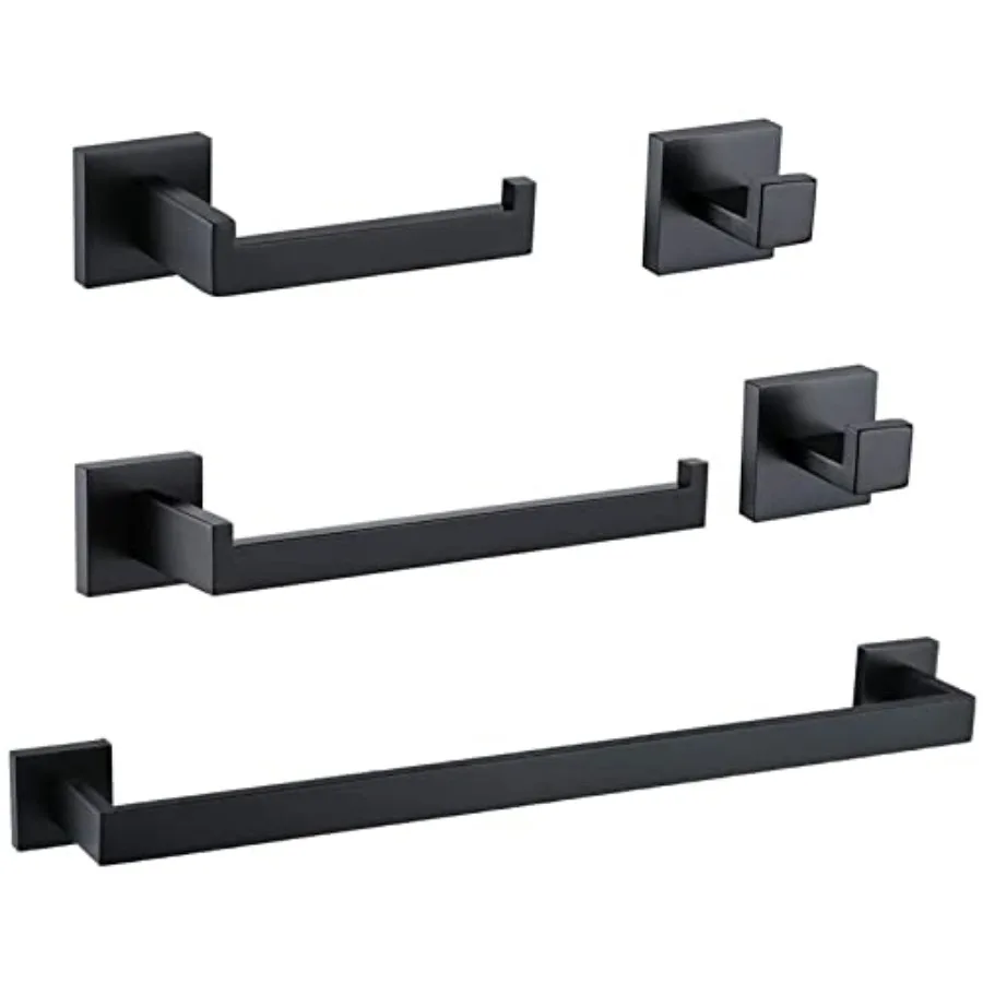 Bath Towel Bar, Premium Stainless Steel 5 Pieces Bathroom Hardware Accessories Set Wall Mounted Towel Bar Set, Matte Black
Bath Towel Bar, Premium Stainless Steel 5 Pieces Bathroom Hardware Accessories Set Wall Mounted Towel Bar Set, Matte Black