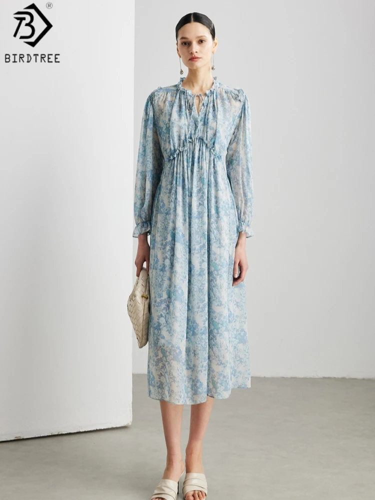 BirdTree, 100% Silk Printed Dress, Full Sleeve V-neck, Women Georgette Elegant Sheer Dresses, Two-piece Set, 2026 New D63714JF
BirdTree, 100% Silk Printed Dress, Full Sleeve V-neck, Women Georgette Elegant Sheer Dresses, Two-piece Set, 2026 New D63714JF