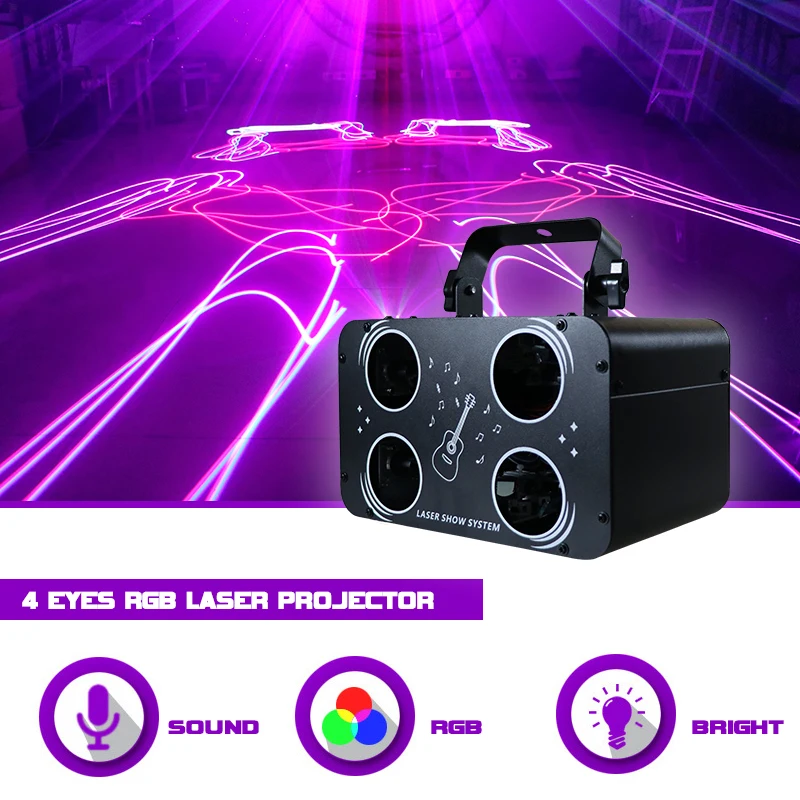 Sunart 4 Eyes RGB Stage Laser Effect Lighting For DJ Disco Party Wedding Events DMX Control Projector Sound Music Modes Lamp
Sunart 4 Eyes RGB Stage Laser Effect Lighting For DJ Disco Party Wedding Events DMX Control Projector Sound Music Modes Lamp
