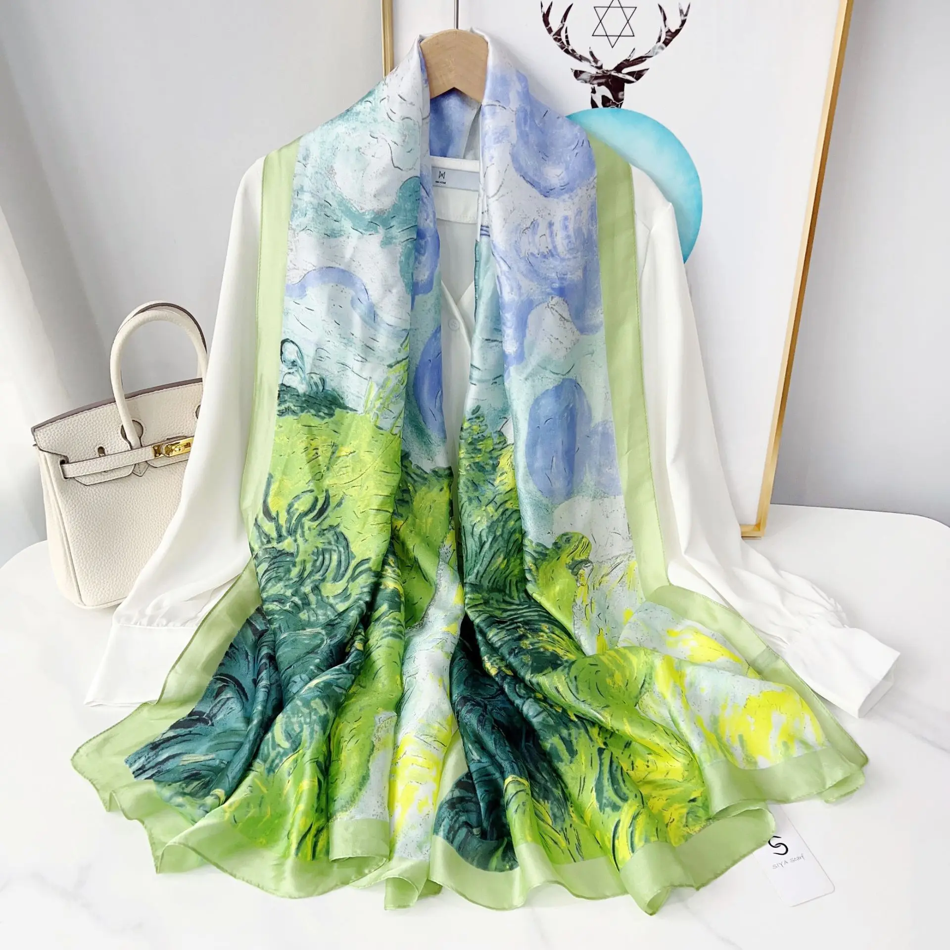 2023 New Elegant Painting Prints Women Thin Silk Polyester Scarf Casual Soft Ladies Seaside Beach Shawls 180*90cm Shawl for Gift
2023 New Elegant Painting Prints Women Thin Silk Polyester Scarf Casual Soft Ladies Seaside Beach Shawls 180*90cm Shawl for Gift