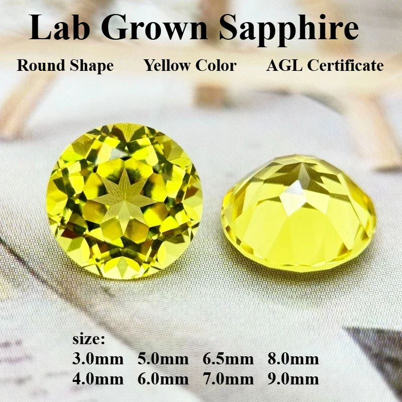 Lab Grown Sapphire Round Shape Yellow Color Charm Bead Top Quality for Diy Jewelry Making Pendant Selectable AGL Certificate
Lab Grown Sapphire Round Shape Yellow Color Charm Bead Top Quality for Diy Jewelry Making Pendant Selectable AGL Certificate