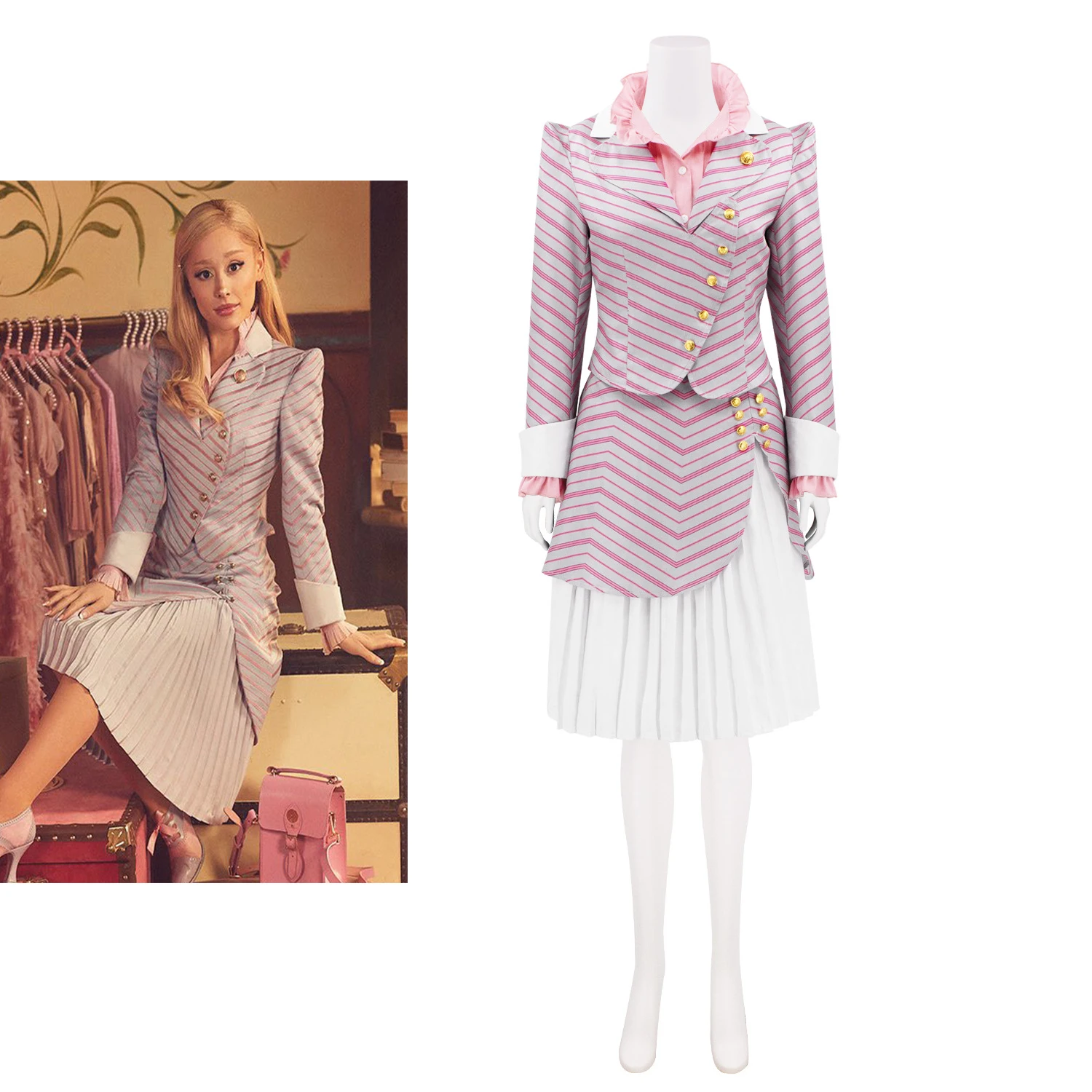Glinda Cosplay Pink Striped Uniform Dress Suit Women Gothic Jacket Shirt Skirts Outfits Halloween Carnival Business Party Gown
Glinda Cosplay Pink Striped Uniform Dress Suit Women Gothic Jacket Shirt Skirts Outfits Halloween Carnival Business Party Gown