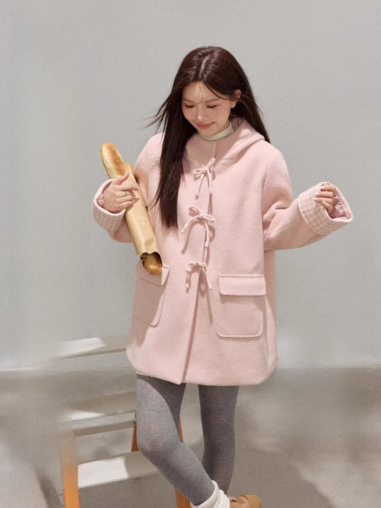 plus Size Women's Winter Coat Pink Hooded Knot Woolen Jaet Korean Sle Thinming Commute Pure Color Loose Fit
plus Size Women's Winter Coat Pink Hooded Knot Woolen Jaet Korean Sle Thinming Commute Pure Color Loose Fit