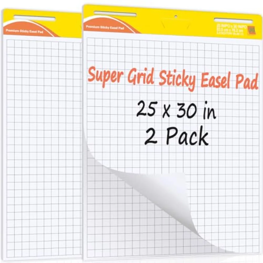 Sticky Easel Pad 25 x 30 Inches 30 Sheets/pad Premium Sticky White Grid Easel Anchor Chart Paper for Teachers Large Self Stick
Sticky Easel Pad 25 x 30 Inches 30 Sheets/pad Premium Sticky White Grid Easel Anchor Chart Paper for Teachers Large Self Stick