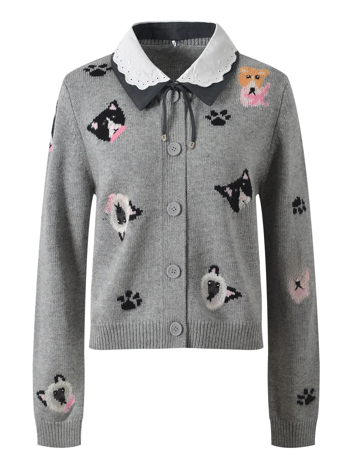 Faionable ort Knitted Cardigan Coat Doggies Embroidery Collar Versatile Casual Sle Long Sve Loose Fit Women's Outerwear
Faionable ort Knitted Cardigan Coat Doggies Embroidery Collar Versatile Casual Sle Long Sve Loose Fit Women's Outerwear