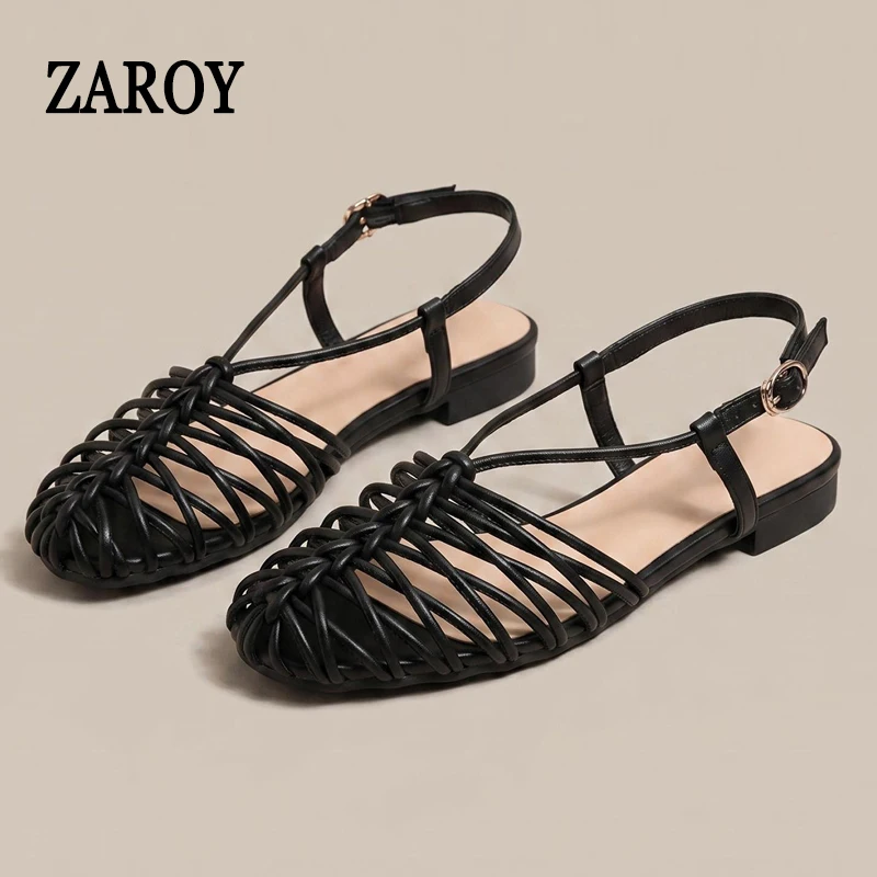 ZAROY Summer Hollow Narrow Band Flat Sandals Women Ankle Buckle Brand Designer Casual Cozy Beach Dress Party Gladiator Sandalias
ZAROY Summer Hollow Narrow Band Flat Sandals Women Ankle Buckle Brand Designer Casual Cozy Beach Dress Party Gladiator Sandalias