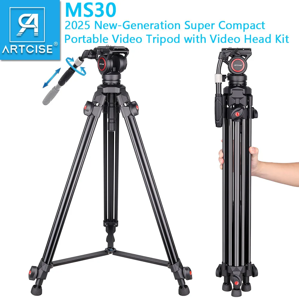 ARTCISE MS30 Профессиональный алюминиевый сверхмощный штатив с винтами 1/4 дюйма, головка с жидкостным сопротивлением для зеркальных камер, видеокамер
ARTCISE MS30 Профессиональный алюминиевый сверхмощный штатив с винтами 1/4 дюйма, головка с жидкостным сопротивлением для зеркальных камер, видеокамер