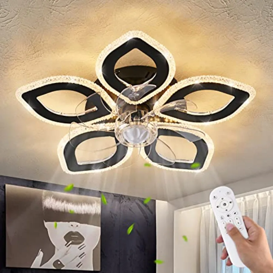 21-Inch Ceiling Fan with Lights and Remote Control Black Geometric 6 Wind Speeds 3 Light Color Low Profile Flush Mount for Kitc
21-Inch Ceiling Fan with Lights and Remote Control Black Geometric 6 Wind Speeds 3 Light Color Low Profile Flush Mount for Kitc