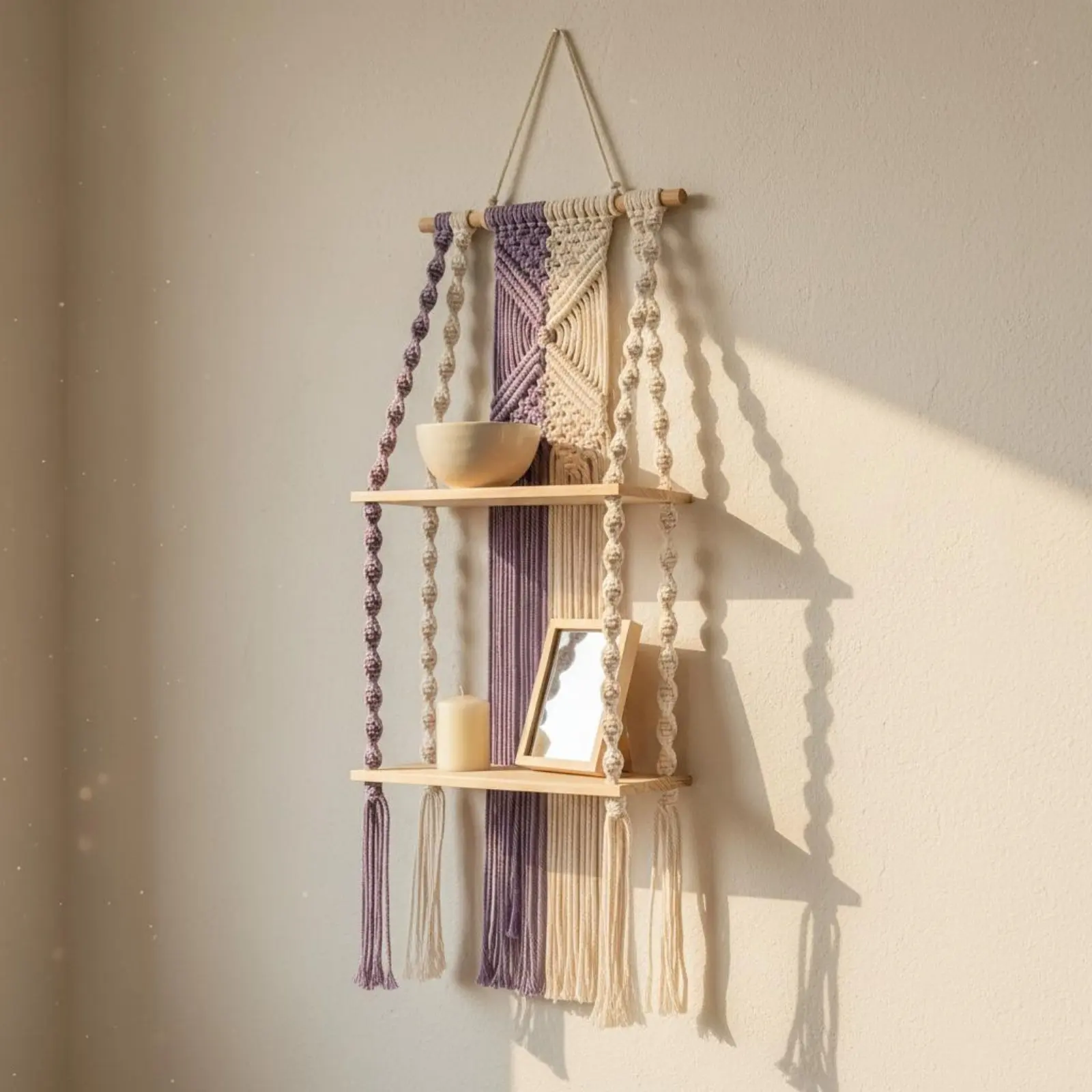 Boho Wall Hanging Shelf Handmade Macrame Hanging Shelf Bohemian Storage Rack Space Saving Multifunctional for Nursery
Boho Wall Hanging Shelf Handmade Macrame Hanging Shelf Bohemian Storage Rack Space Saving Multifunctional for Nursery