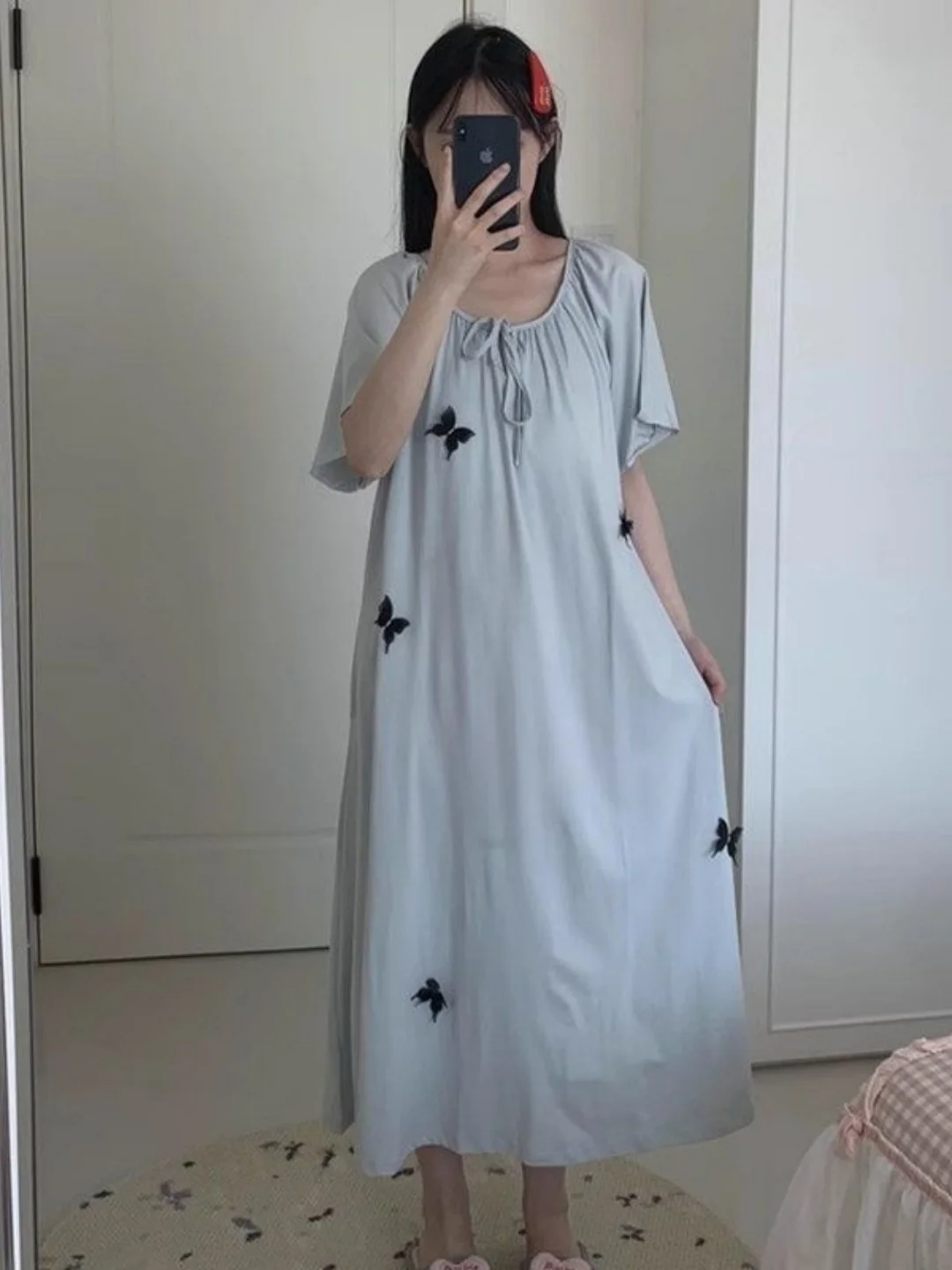 Sweet Splice Short Sleeve Sleep Dress Summer Knot Casual Long Home Sleepwear Dress Large Size Comfortable V-neck
Sweet Splice Short Sleeve Sleep Dress Summer Knot Casual Long Home Sleepwear Dress Large Size Comfortable V-neck