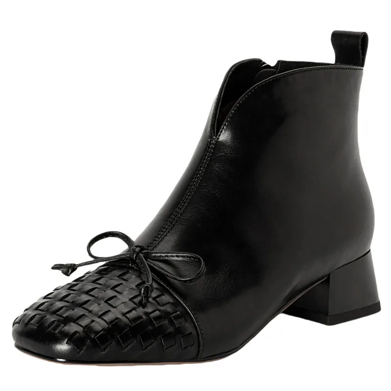 2024 Winter Genuine Leather Square Toe Woven British Style Chelsea Boots Fashionable Comfortable Side Zipper Women's Short Boots
2024 Winter Genuine Leather Square Toe Woven British Style Chelsea Boots Fashionable Comfortable Side Zipper Women's Short Boots