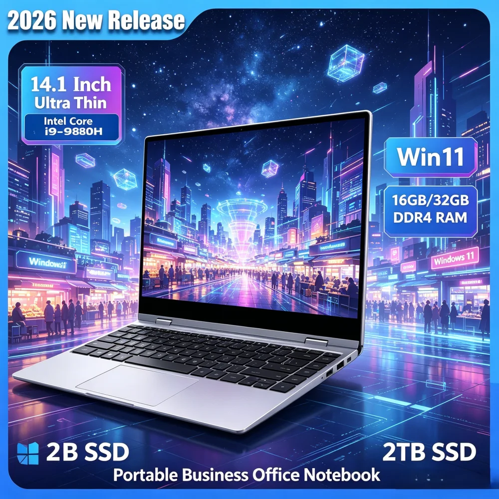 2026 New 14.1 Inch Ultra Thin Laptop Intel Core i9-9880H Win11 16GB/32GB DDR4 RAM 2TB SSD Portable Business Office Notebook
2026 New 14.1 Inch Ultra Thin Laptop Intel Core i9-9880H Win11 16GB/32GB DDR4 RAM 2TB SSD Portable Business Office Notebook