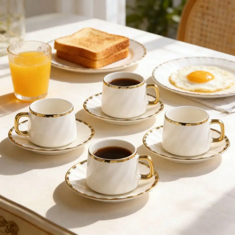 Pcs Coffee Cups With Saucers, 100ml Ceramic Espresso Cups Set, Small Coffee Cup Set Of 6 For Espresso, Turkish Coffee
Pcs Coffee Cups With Saucers, 100ml Ceramic Espresso Cups Set, Small Coffee Cup Set Of 6 For Espresso, Turkish Coffee