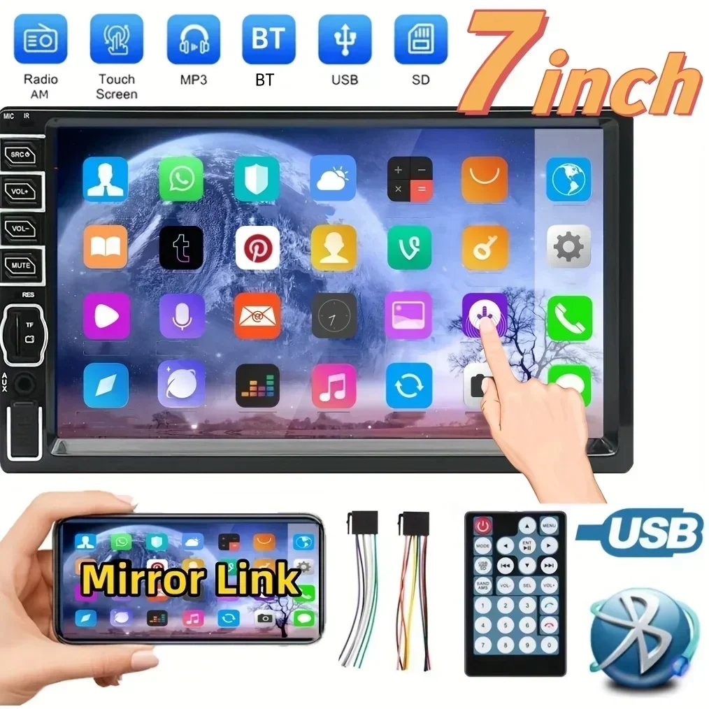 Bileeko Double Din Car Stereo - 7" Touch Screen BT Handsfree, AUX/USB/FM/TF/Mirror Link & IR Remote
Bileeko Double Din Car Stereo - 7" Touch Screen BT Handsfree, AUX/USB/FM/TF/Mirror Link & IR Remote