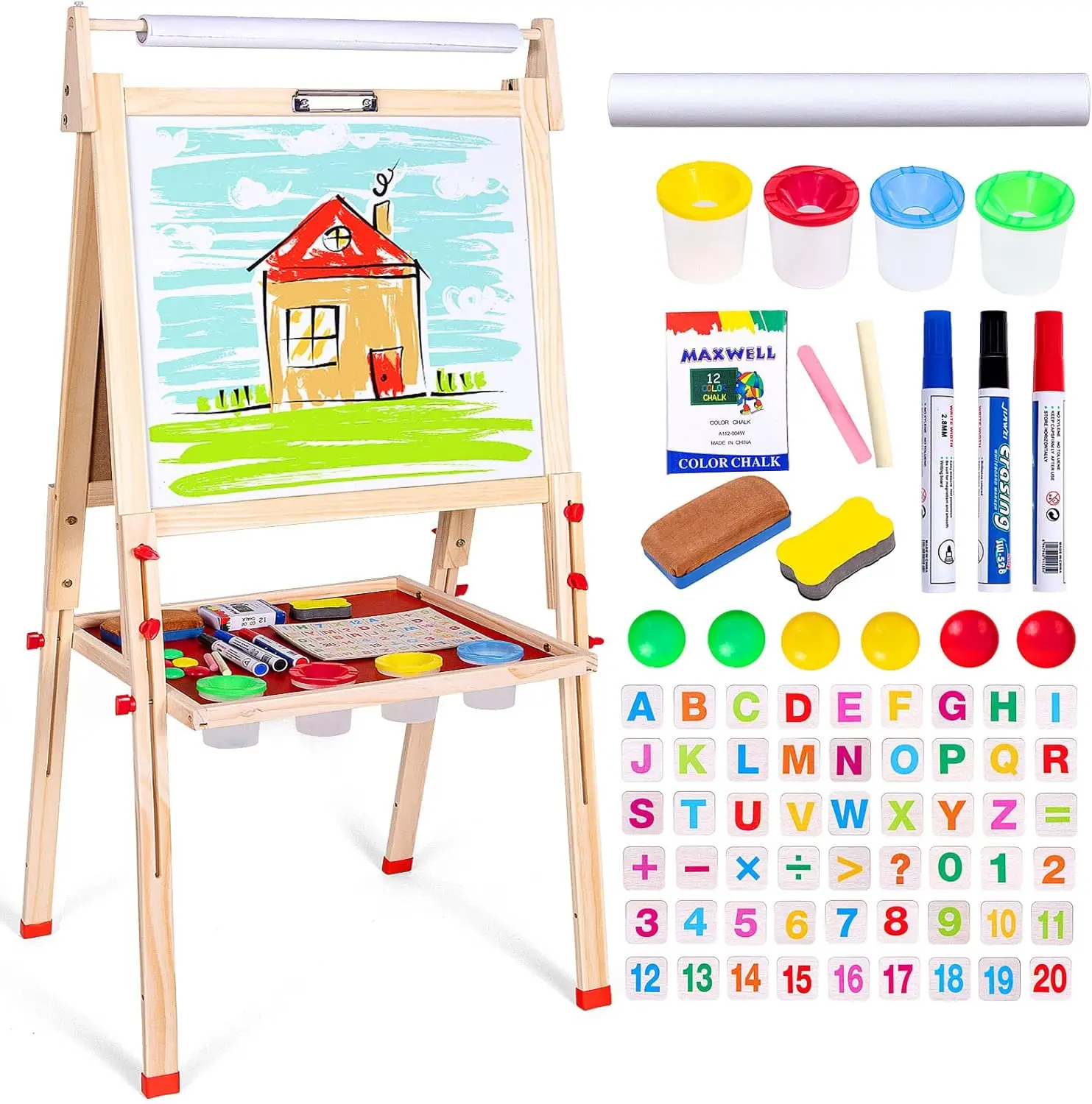 Double-Sided Kids Easel with Paper Roll, Blackboard & Chalkboard for Creative Play
Double-Sided Kids Easel with Paper Roll, Blackboard & Chalkboard for Creative Play