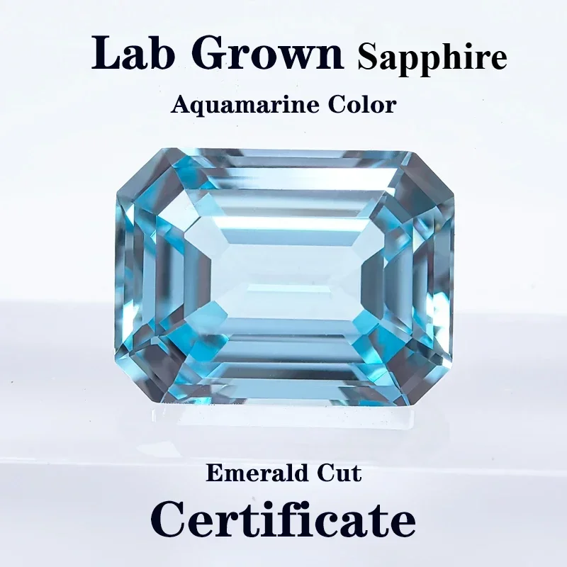 Wholesale Emerald Cut Aquamarine Color Lab Grown Sapphire Charms Gemstone DIY Ring Necklace Earrings Main Materials with Certifi
Wholesale Emerald Cut Aquamarine Color Lab Grown Sapphire Charms Gemstone DIY Ring Necklace Earrings Main Materials with Certifi