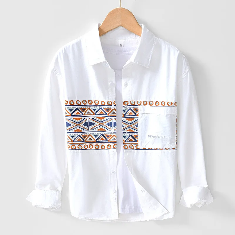 Spring Fall Vintage Patchwork Printed Shirt for Men Casual Long Sleeve Shirts Man Pure Cotton Comfort Top Youth Fashion Clothing
Spring Fall Vintage Patchwork Printed Shirt for Men Casual Long Sleeve Shirts Man Pure Cotton Comfort Top Youth Fashion Clothing