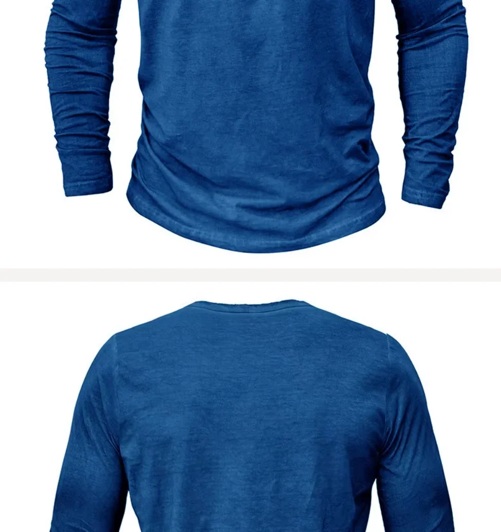 Men T-shirt Tie Dyed Henley Shirt Vintage Solid Color Long Sleeve T-shirt
Men T-shirt Tie Dyed Henley Shirt Vintage Solid Color Long Sleeve T-shirt