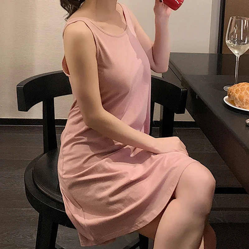 Nightgowns Women Summer Sexy Backless O-neck Cozy Solid Simple Sleeveless Lounge Wear Modal Casual Fashion Skin-friendly Female 
Nightgowns Women Summer Sexy Backless O-neck Cozy Solid Simple Sleeveless Lounge Wear Modal Casual Fashion Skin-friendly Female