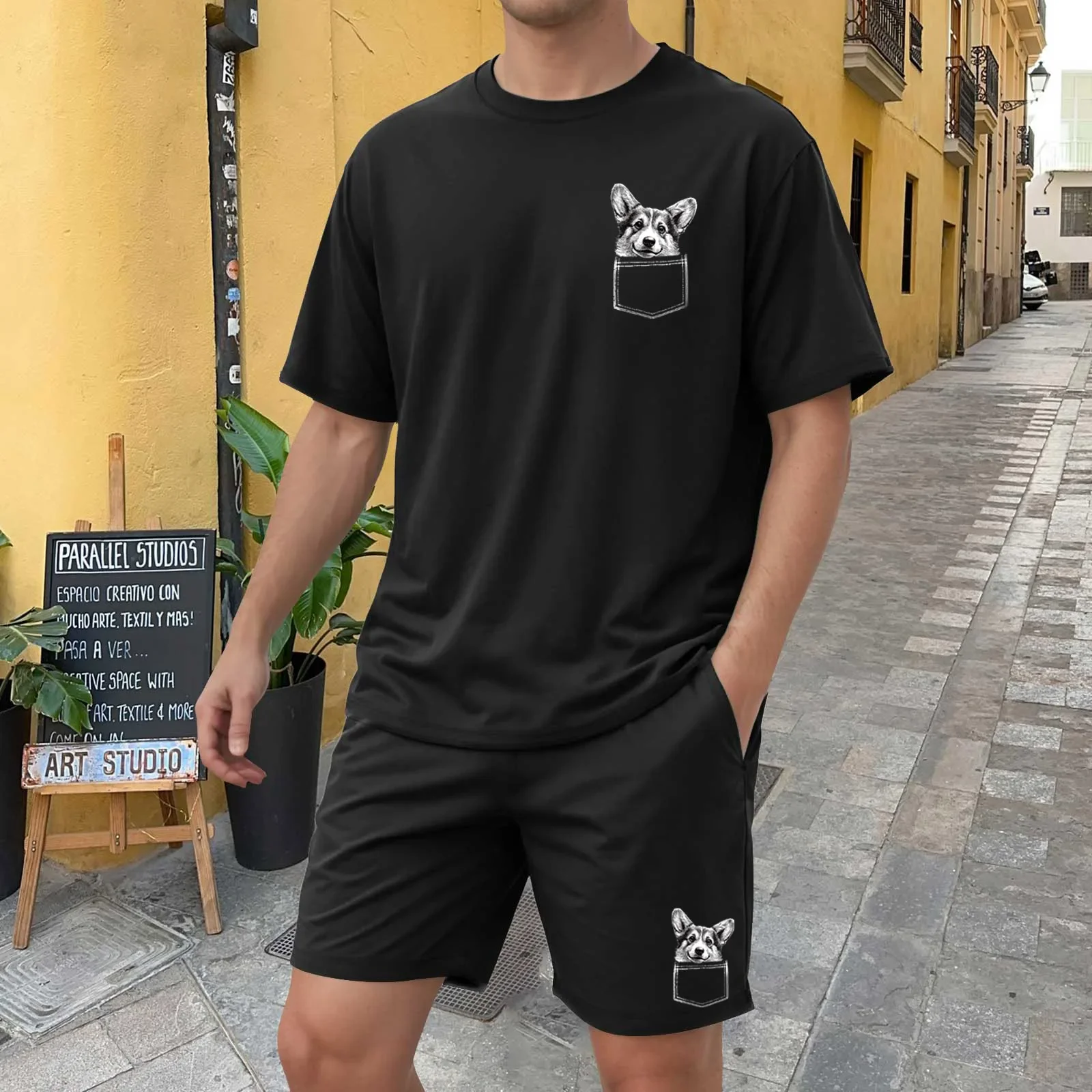 New Summer Men's Casual Suit Oversized Two-Piece Simple Casual Streetwear Dog Print Beach Suit Men's T-Shirt Shorts Sportswear
New Summer Men's Casual Suit Oversized Two-Piece Simple Casual Streetwear Dog Print Beach Suit Men's T-Shirt Shorts Sportswear