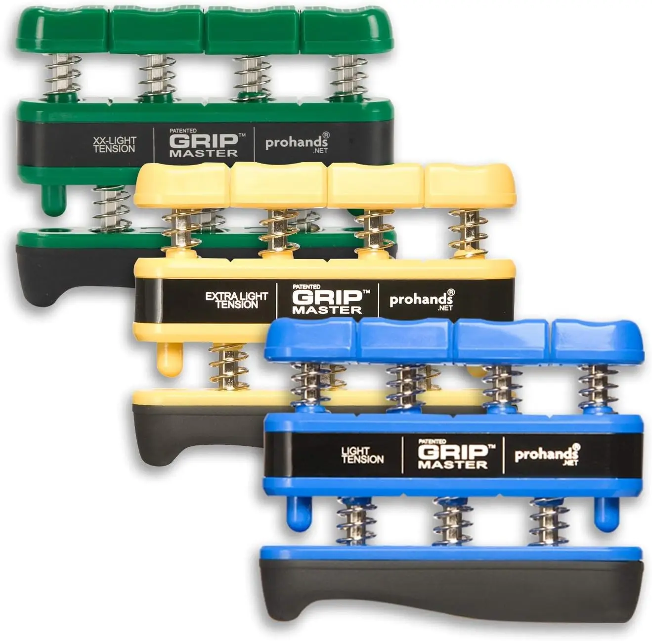 Gripmaster Finger Exerciser, Hand Grip Strengthener, Spring-Loaded, Finger-Piston System, Set of 3 (XX-Light/X-Light/Light)
Gripmaster Finger Exerciser, Hand Grip Strengthener, Spring-Loaded, Finger-Piston System, Set of 3 (XX-Light/X-Light/Light)