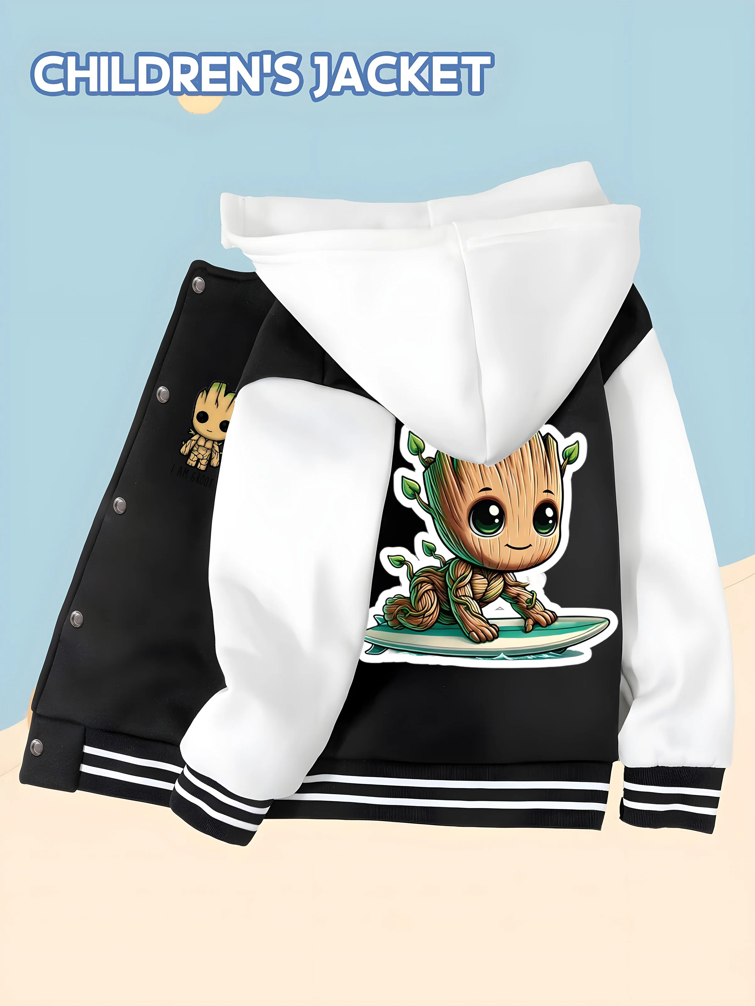 MINISO Disney Surf Groot Kids Baseball Jacket for Boys - Reversible Surf Groot Print, Sunny and Energetic, Soft Outerwear
MINISO Disney Surf Groot Kids Baseball Jacket for Boys - Reversible Surf Groot Print, Sunny and Energetic, Soft Outerwear