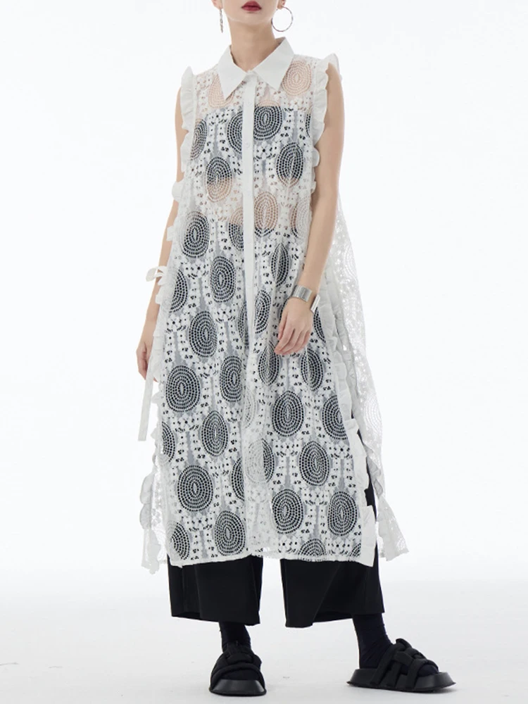 Women Black Lace Perspective Big Size Long Shirt Dress New Lapel Sleeveless Fashion Tide Spring Summer
Women Black Lace Perspective Big Size Long Shirt Dress New Lapel Sleeveless Fashion Tide Spring Summer