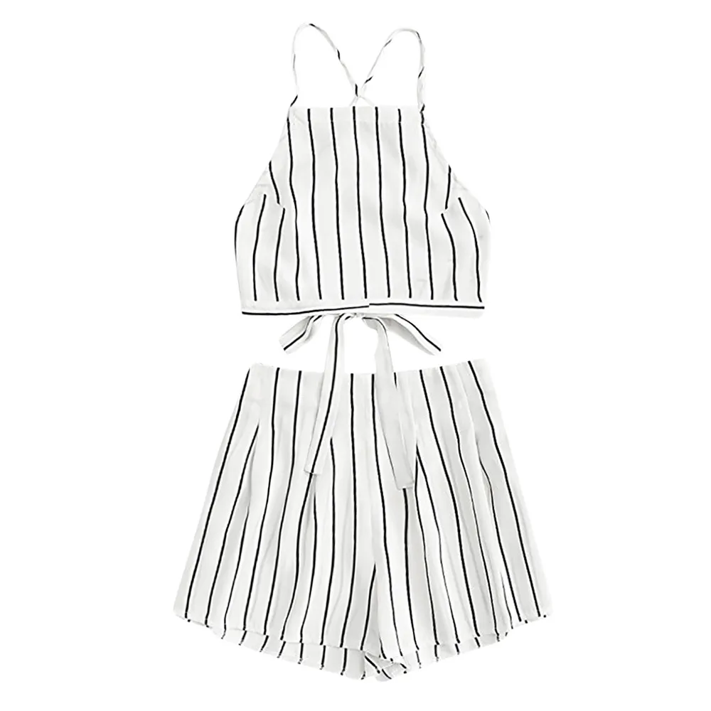 Y2k Striped Shorts Suit Women 2 Piece Short Sets Trendy Sling Bandage Camisole Wide Leg Shorts Short Suit Yoga Training Outfits
Y2k Striped Shorts Suit Women 2 Piece Short Sets Trendy Sling Bandage Camisole Wide Leg Shorts Short Suit Yoga Training Outfits
