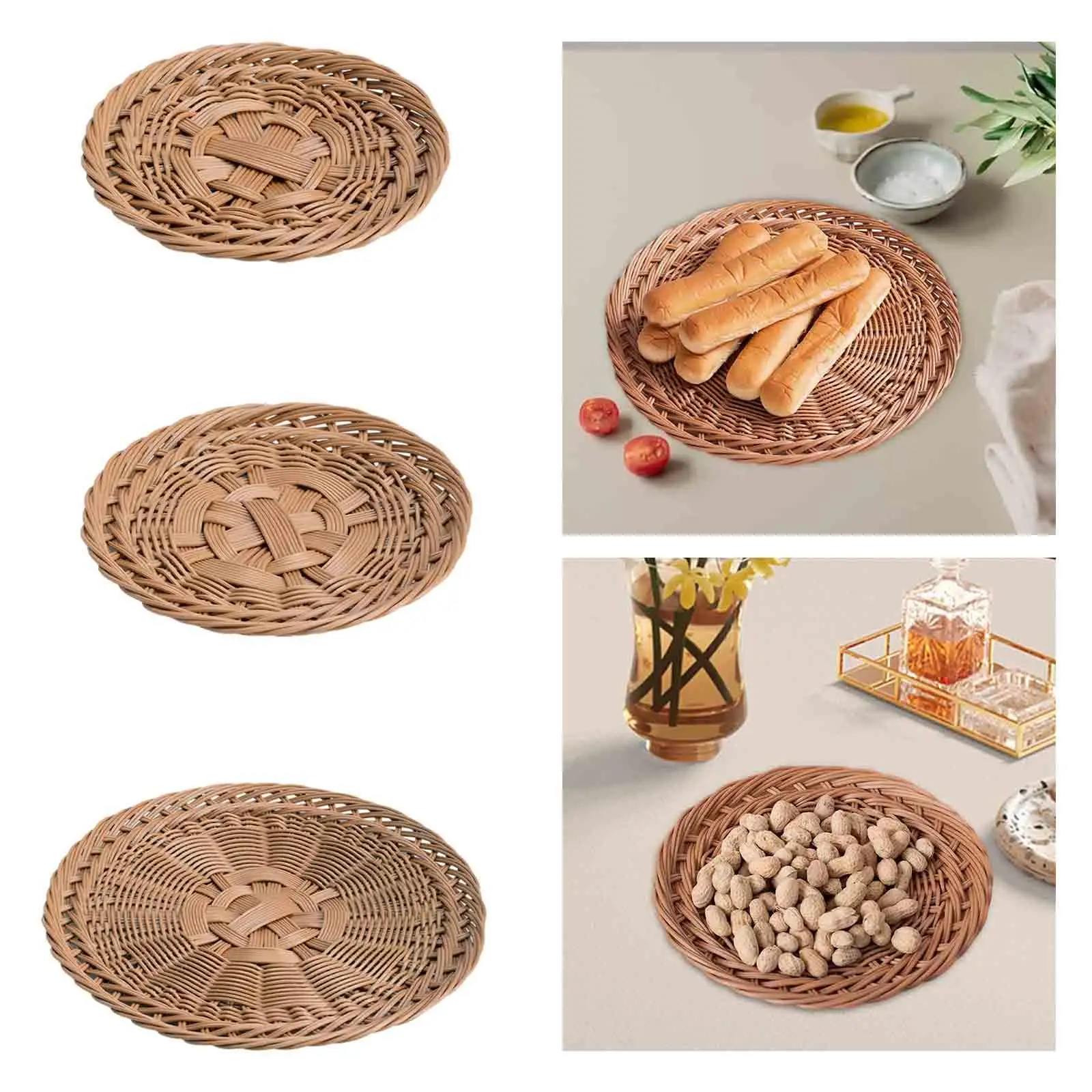 Serving Baskets Round Woven Bread Basket, Stackable, Imitation Rattan Fruit Basket for Candy Snacks Pantry Bread Gift
Serving Baskets Round Woven Bread Basket, Stackable, Imitation Rattan Fruit Basket for Candy Snacks Pantry Bread Gift