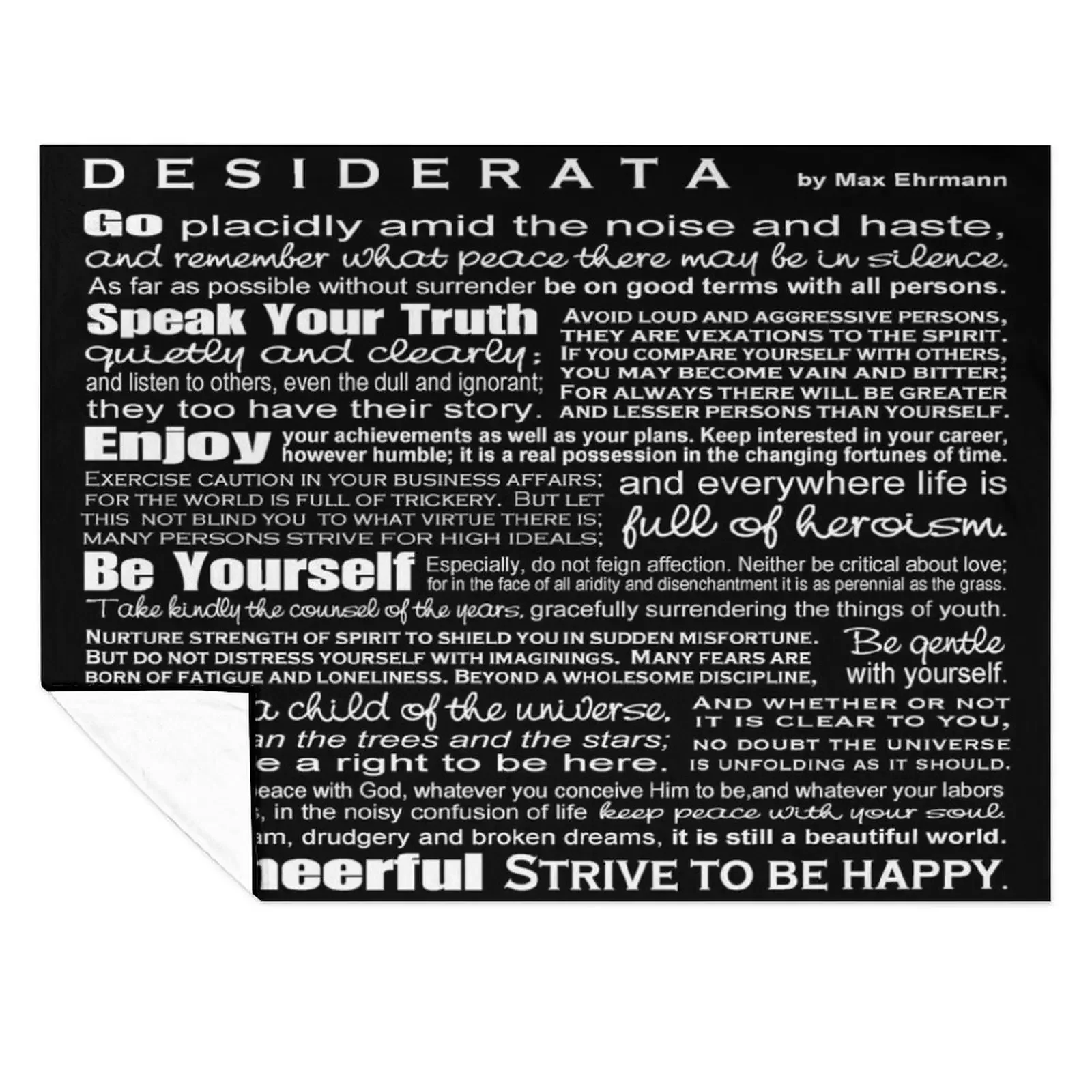 Desiderata - Black Throw Blanket Decorative Beds blankets and throws For Baby Blankets For Sofas Blankets
Desiderata - Black Throw Blanket Decorative Beds blankets and throws For Baby Blankets For Sofas Blankets