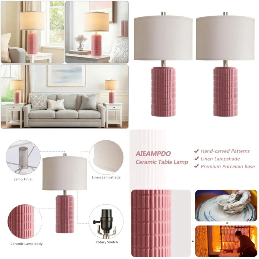23" Set of 2 Ceramic Table Lamp for Living Room Bedroom, Modern Farmhouse Nightstand Desk Lamps for Dining Room Dresser End Tab
23" Set of 2 Ceramic Table Lamp for Living Room Bedroom, Modern Farmhouse Nightstand Desk Lamps for Dining Room Dresser End Tab